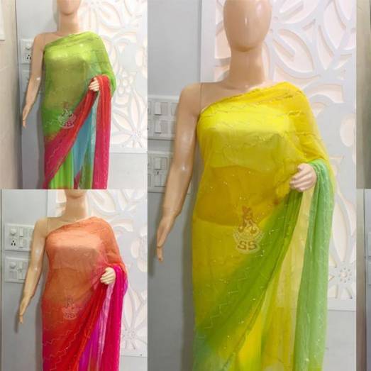 Chiffon 4 Dye Handwork Jaal Manufacturers, Suppliers, Exporters in Delhi