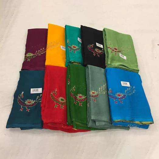 Chiffon Peacock Handwork Manufacturers, Suppliers, Exporters in Delhi