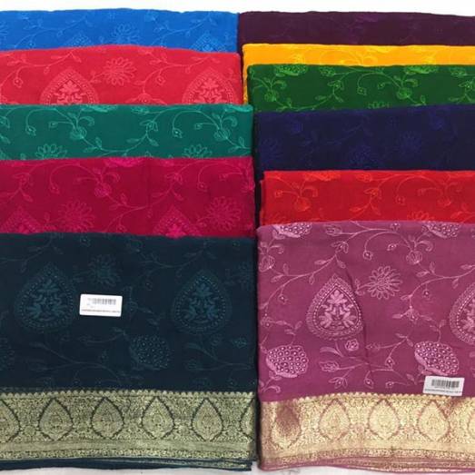 Pure Chiffon Banarasi Border Resham Manufacturers, Suppliers, Exporters in Delhi