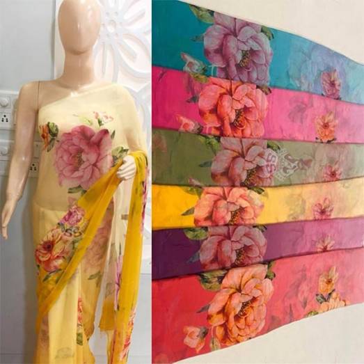 Pure Chiffon Big Floral Print Manufacturers, Suppliers, Exporters in Delhi