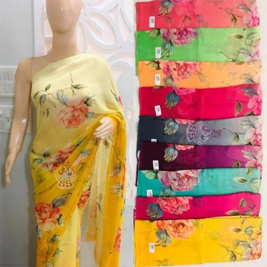 Pure Chiffon Floral Print Shaded Manufacturers, Suppliers, Exporters in Delhi