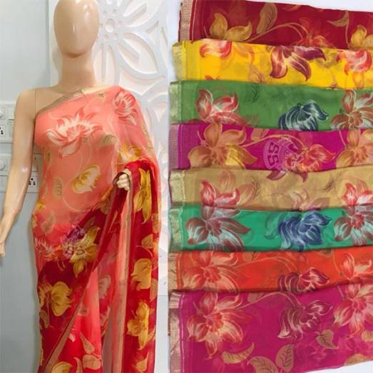 Pure Chiffon Satin Border Shaded Print Manufacturers, Suppliers, Exporters in Delhi